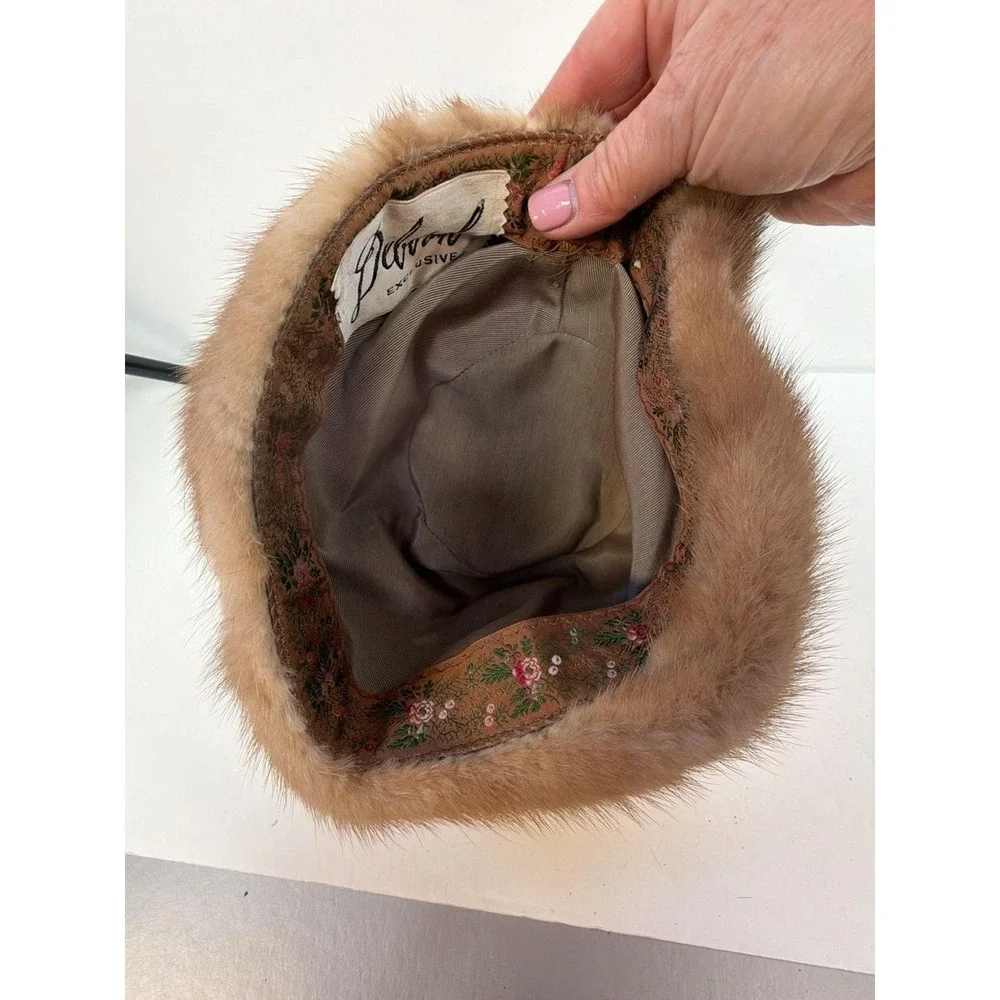 Vintage Deborah Exclusive Brown Mink Fur Winter Pillbox Hat